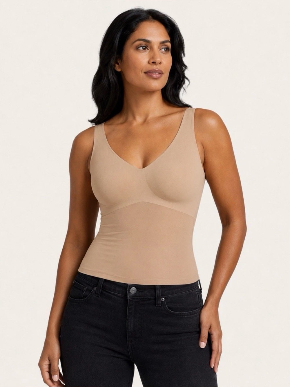 NWT Honeylove LiftWear Cami Tank Top Beige Built in Bra Compression Shapewear 1X
